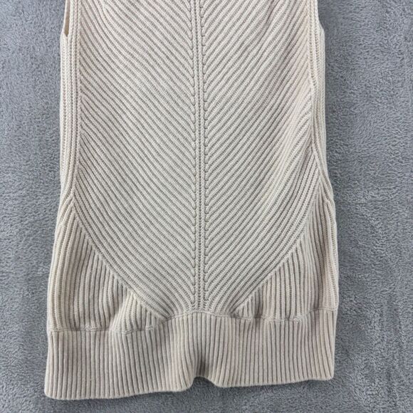 Vince Sweater Womens XS Cream Ribbed Wool Cashmere Sleeveless Tunic Mock Neck - Picture 8 of 14